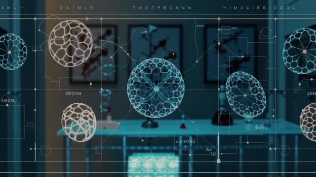 Abstract scientific data visualization biological networks technology AI video preview