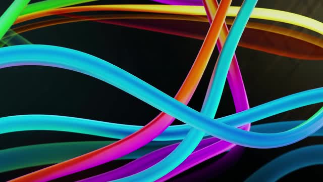 Neon abstract flowing energy lines on a dark background AI video preview