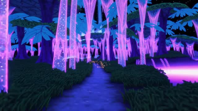 Bioluminescent fantasy glowing enchanted woodland path AI video preview