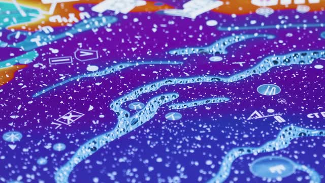 Data flow network illustration on futuristic digital map AI video preview