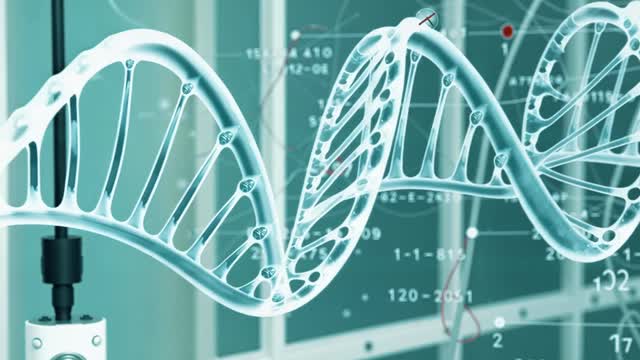 Scientific DNA double helix genetics molecular analysis tech AI video preview