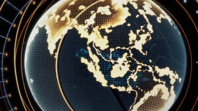 Global digital network map visualization on Earth globe AI video preview