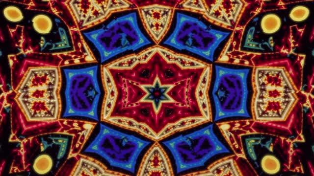 Vibrant psychedelic mandala abstract geometric pattern AI video preview