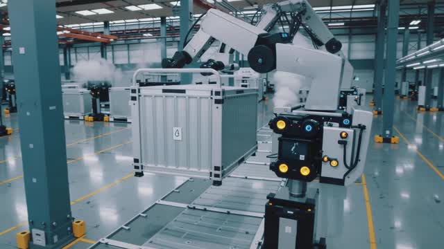 Industrial spaces, machinery, and production-focused visuals