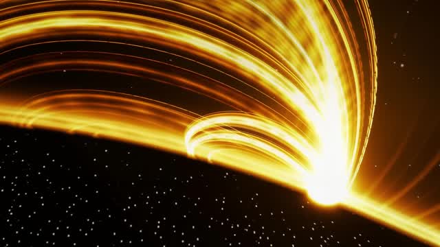 Cosmic energy streak across planetary horizon AI video preview