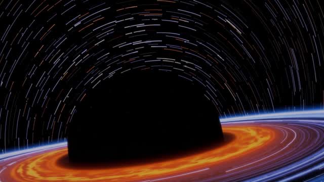 Black hole accretion disc and gravitational lensing simulation AI video preview