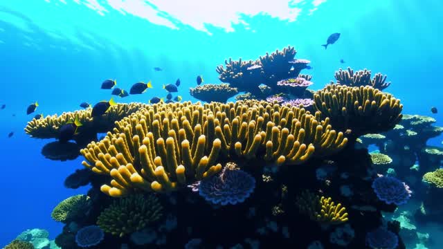 Vibrant underwater view of tropical coral reef ecosystem AI video preview