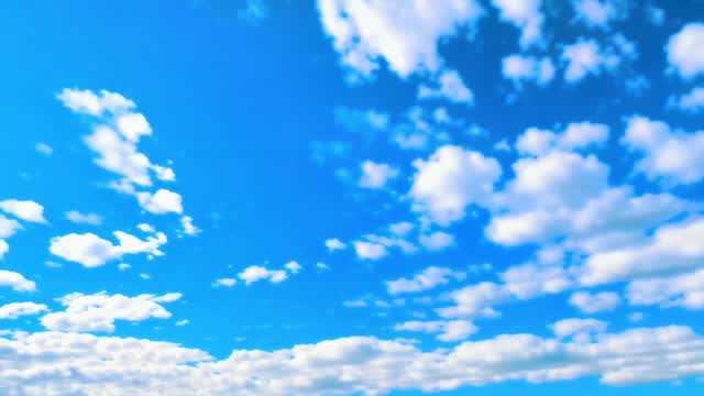 Bright blue sky with scattered white cumulus clouds AI video preview